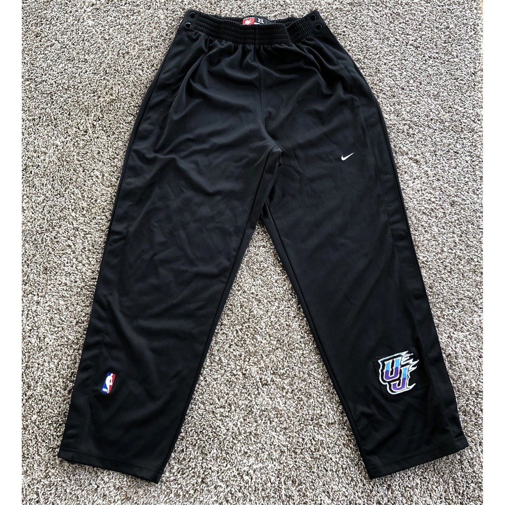 Vintage 90s Nike Utah Jazz Warm Up Pants Size XL Black Tear Away Snap Sweatpants